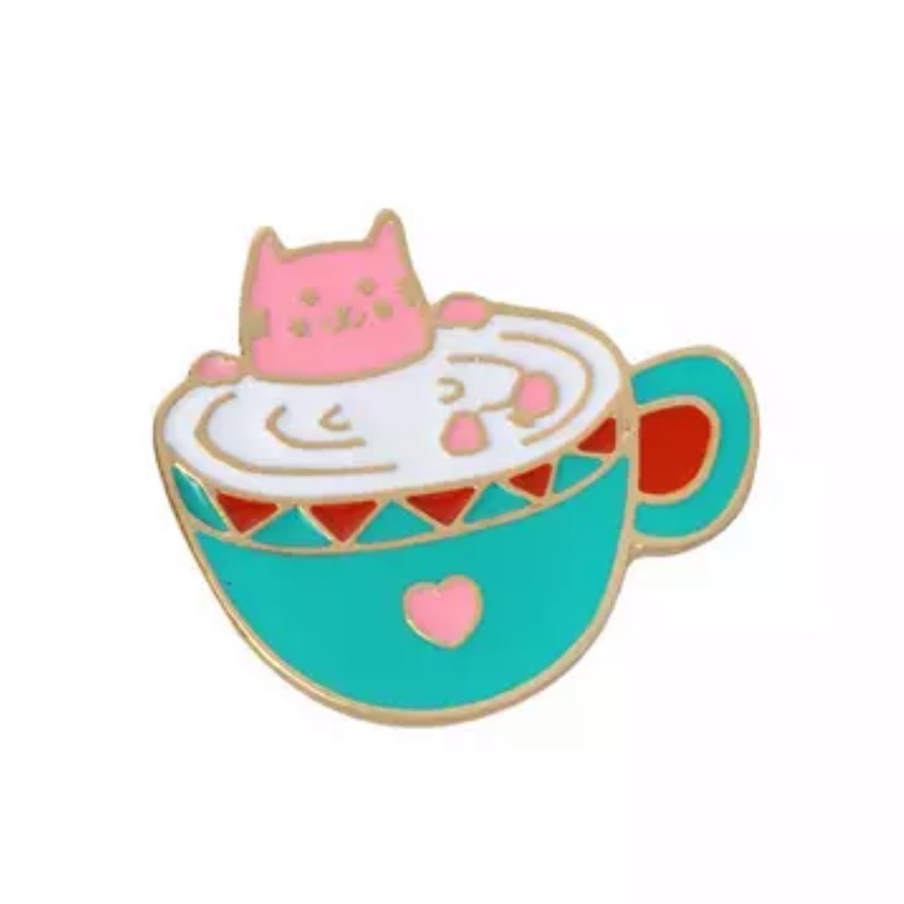NEW CAT CAPPUCCINO ENAMEL PIN